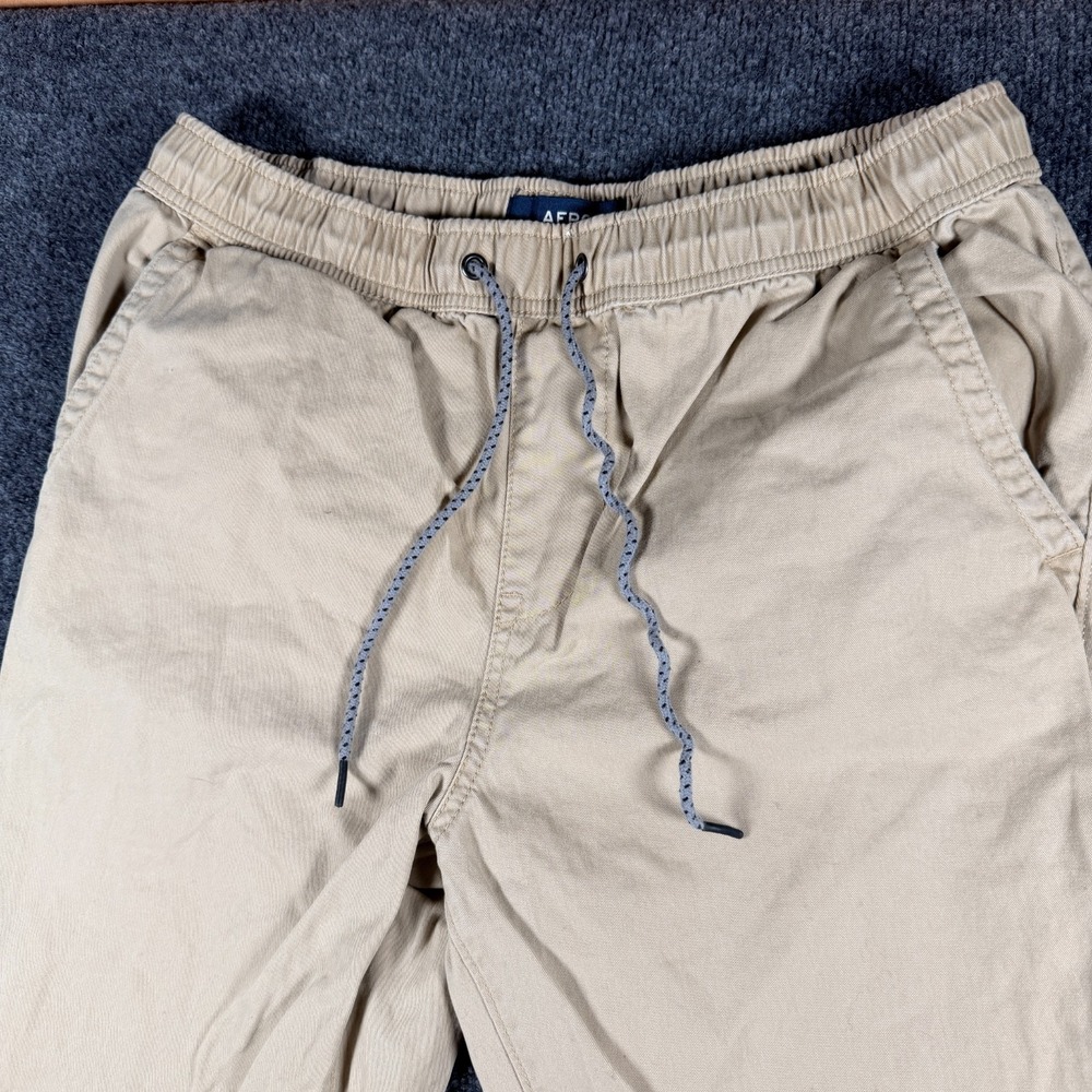 Aero Jogger Pants Mens Medium Beige Cotton Drawstring Tapered Leg Outdoor Hiking